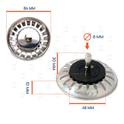 Cestello Filtro Tappo, Tipo Basso, Diametro 84 mm per Lavello Franke