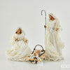 Natività completa King h 46 cm statue per presepe vestiti in tessuto Bianco e Argento