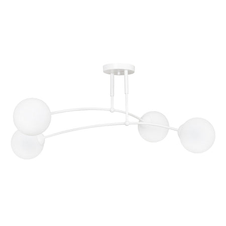 Plafoniera Moderna 4 Luci Pregos In Acciaio Bianco E Vetri A Sfera In Bianco