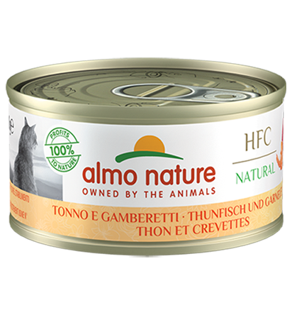Almo Nature Scatoletta HFC Natural gusto Tonno e Gamberetti per Gatti Adulti