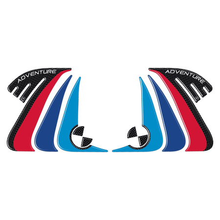 2 ADESIVI gel 3D PROTEZIONI LATERALI RALLY per MOTO GS R1200 ADVENTURE 2014-2017