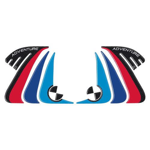 2 ADESIVI gel 3D PROTEZIONI LATERALI RALLY per MOTO GS R1200 ADVENTURE 2014-2017