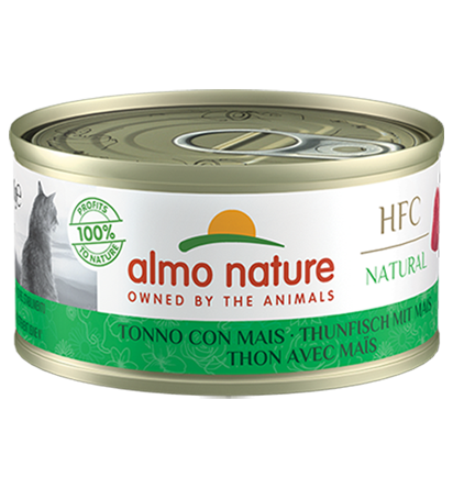 Almo Nature Scatoletta HFC Natural gusto Tonno e Mais per Gatti Adulti 70gr