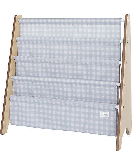 Libreria Frontale Montessoriana - Gingham Blu - Poliestere Riciclato - 3 Sprouts
