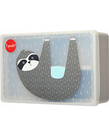 Porta Pranzo Bento in Silicone - Bradipo Grigio - 3 Scomparti 3 Sprouts
