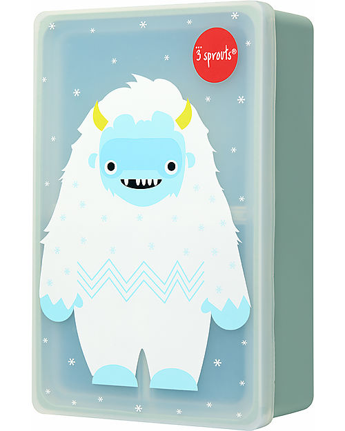Porta Pranzo Bento in Silicone - Yeti Azzurro - 3 Scomparti 3 Sprouts
