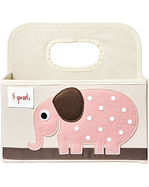 Cestino Porta Pannolini Salvaspazio- Elefante Rosa - Tela di cotone 3 Sprouts