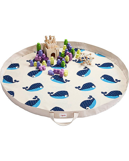 Tappeto Gioco e Borsa 2-in-1 in Tela di Cotone 100%, Balena - 112 cm 3 Sprouts