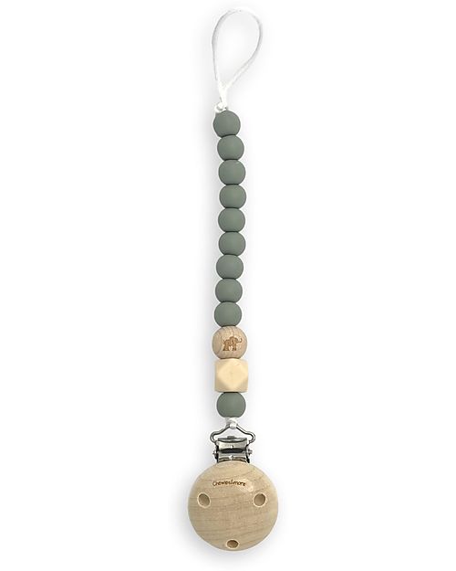 Clip Portaciuccio con Incisione - Elefante - Verde Salvia Chewies&more