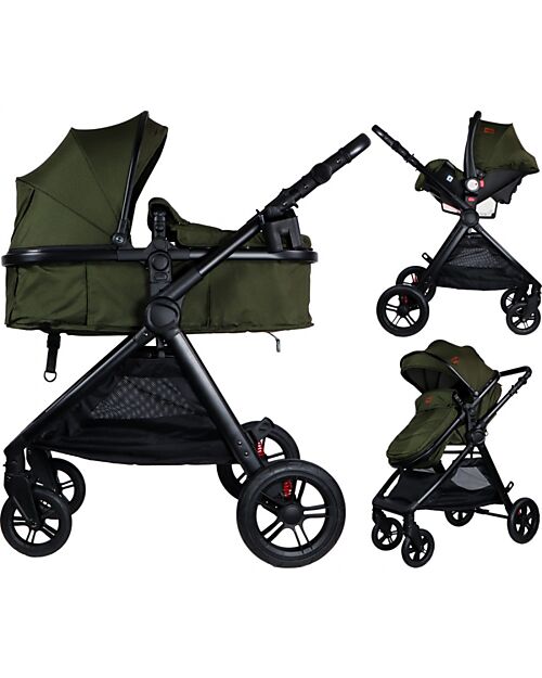 Trio Passeggino e Carrozzina Liam + Ovetto - Nero/Verde Foresta - La S Ding