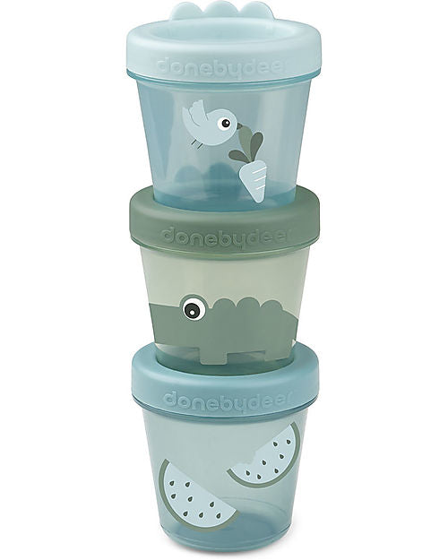 Set di 3 Contenitori Baby Food - Croco - Verde Done By Deer