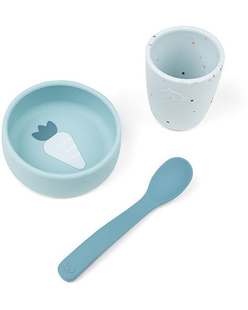 Set Pappa - Ciotola/Tazza e Cucchiaio - Blu - 100% Silicone Alimentare Done By Deer