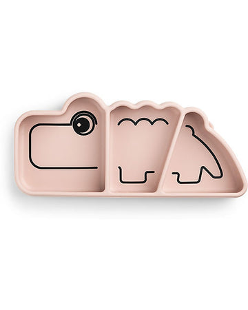 Piatto Anti-Scivolo Stick&Stay - Croco - Cipria - Silicone Alimentare Done By Deer