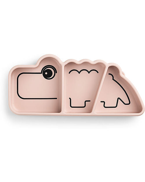 Piatto Anti-Scivolo Stick&Stay - Croco - Cipria - Silicone Alimentare Done By Deer