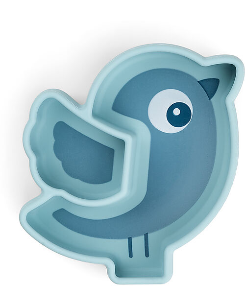 Piatto a Scomparti - Silicone Alimentare - Stick&Stay - Birdee - Blu Done By Deer