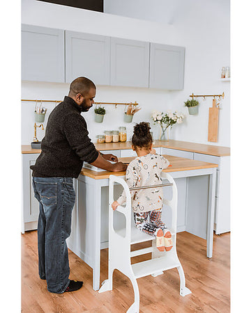 Torre Montessoriana Helper Step Up Regolabile - Bianco - Betulla FSC - Ette Tete