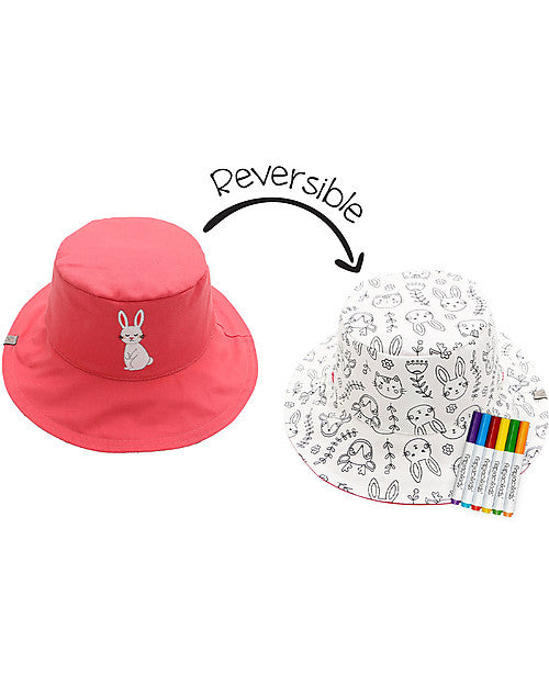 Cappello Estivo Reversibile da Colorare con Pennarelli - 100% Cotone - FlapJackKids