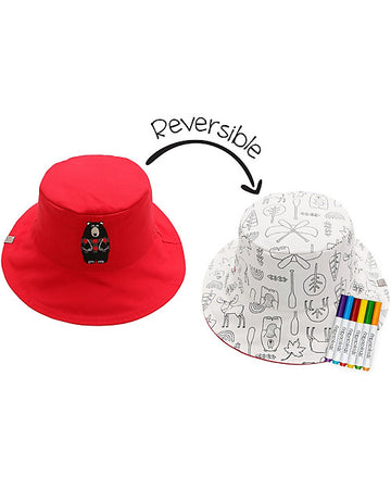 Cappello Estivo Reversibile da Colorare con Pennarelli - 100% Cotone - FlapJackKids