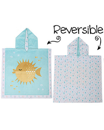Accappatoio Poncho Reversibile - Pesce+Medusa (2-6 anni) - 61 x 61 cm FlapJackKids