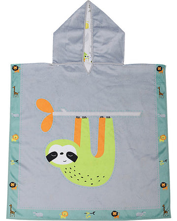Accappatoio Poncho Reversibile Bradipo+Zoo - (2-6 anni) 61 x 61 cm FlapJackKids