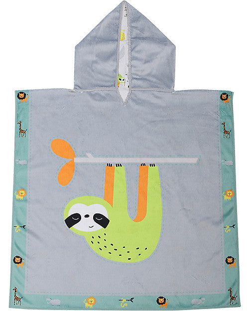 Accappatoio Poncho Reversibile Bradipo+Zoo - (2-6 anni) 61 x 61 cm FlapJackKids