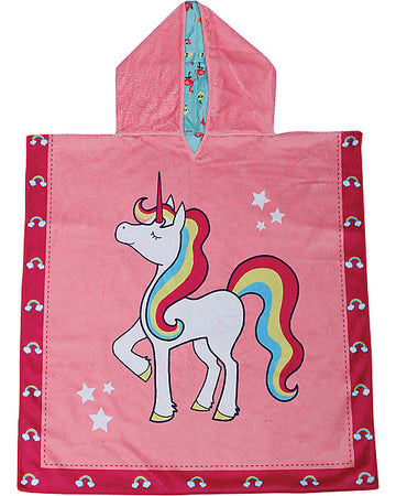 Accappatoio Poncho Reversibile Unicorno+Tropicale - 61 x 61 cm (2-6 an FlapJackKids