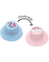 Cappello Estivo Reversibile Anti-UV SPF 50+ - Rainbow+Unicorn - 100% C FlapJackKids