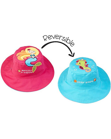 Cappello Estivo Reversibile Anti-UV SPF 50+ Sirena+Cavalluccio Marino FlapJackKids