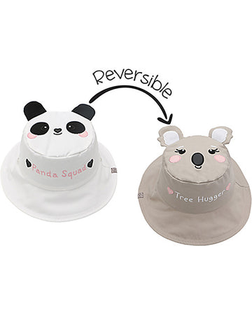 Cappello Estivo Reversibile Anti-UV SPF 50+ - Panda+Koala - 100% Coton FlapJackKids