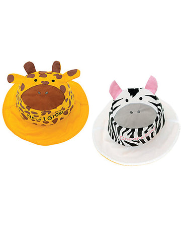 Cappello Estivo Reversibile Anti-UV SPF 50+, Giraffa+Zebra - 100% coto FlapJackKids