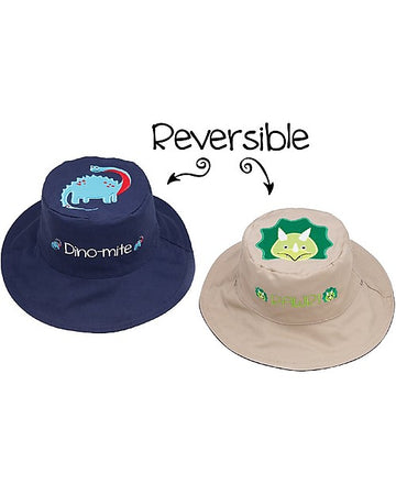 Cappello Estivo Reversibile Anti-UV SPF 50+, Dinosauri - 100% cotone FlapJackKids