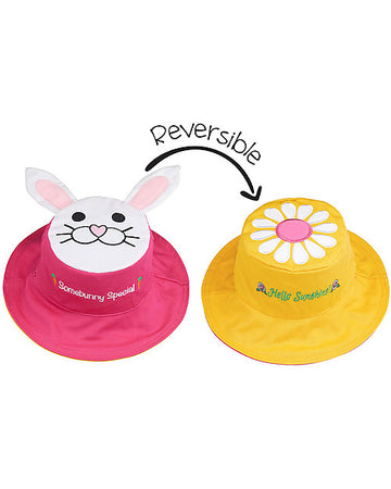 Cappello Estivo Reversibile Anti-UV SPF 50+, Coniglietto+Margherita - FlapJackKids