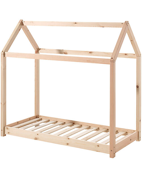 Letto Cabane - Naturale - 70 x 140 cm - Legno di Pino Massiccio - con Jaxx