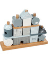Casetta Blocchi Impilabili in Legno - Azzurro - Legno di Faggio Certif Label Label