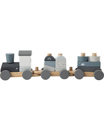 Trenino Giocattolo in Legno - Azzurro - Legno di Faggio Certificato FS Label Label