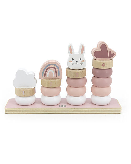 Anelli Impilabili in Legno - Rosa - Quattro Torri Crescenti - Legno di Label Label