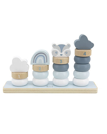 Anelli Impilabili in Legno - Azzurro - Quattro Torri Crescenti - Legno Label Label