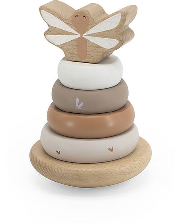 Torre Anelli Impilabili in Legno - Beige - Legno di Faggio Certificato Label Label