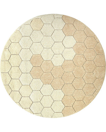 Tappeto Tondo - Honeycomb - Avorio/Oro - Cotone - Collezione Planet Be Lorena Canals