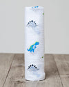 Copertina Swaddle 120 x 120 cm, Dinosauri -100% mussola di cotone Lulujo Baby