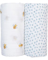 Set di 2 Copertine Swaddle 100 x 100 cm - Bees/Dots - 100% mussola di Lulujo Baby