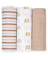 Set di 3 Copertine Swaddle 69 x 69 cm - Arcobaleno - 100% mussola di c Lulujo Baby