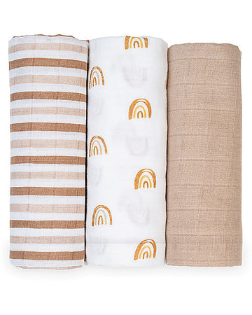 Set di 3 Copertine Swaddle 69 x 69 cm - Arcobaleno - 100% mussola di c Lulujo Baby