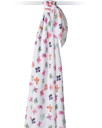 Copertina Swaddle 120 x 120 cm, Farfalle - 100% mussola di cotone Lulujo Baby