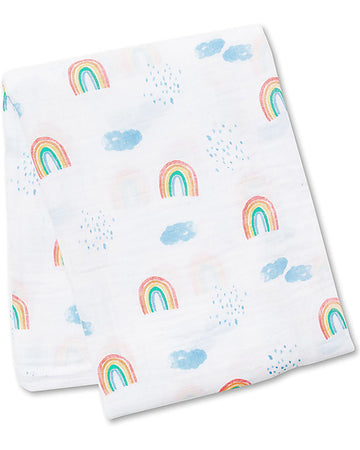 Copertina Swaddle 120 x 120 cm, Rainbow Sky - 100% mussola di cotone Lulujo Baby
