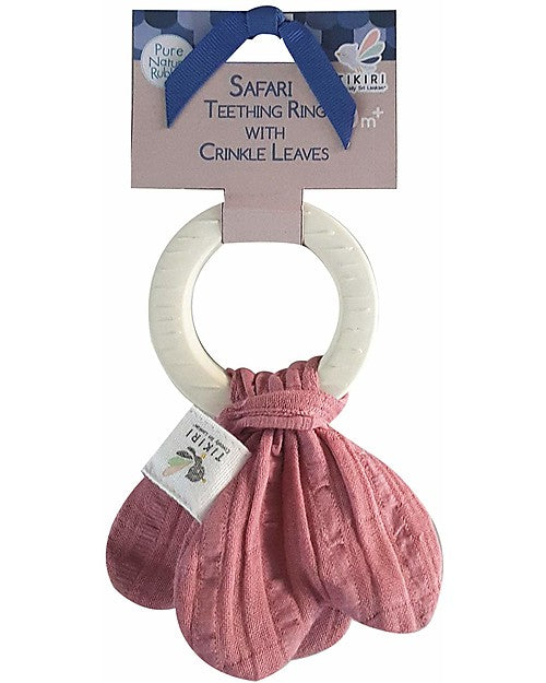 Massaggiagengive Safari ad Anello, Rosa - Caucciù e Cotone Bio Tikiri
