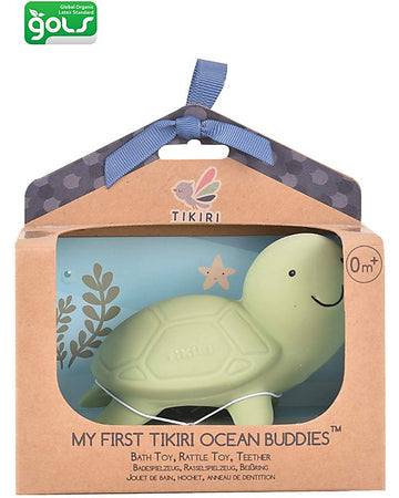 3-in-1 Sonaglio Tartaruga, Massaggiagengive, Gioco da Bagno, Ocean Bud Tikiri