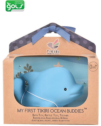 3-in-1 Sonaglio Delfino, Massaggiagengive, Gioco da Bagno, Ocean Buddi Tikiri
