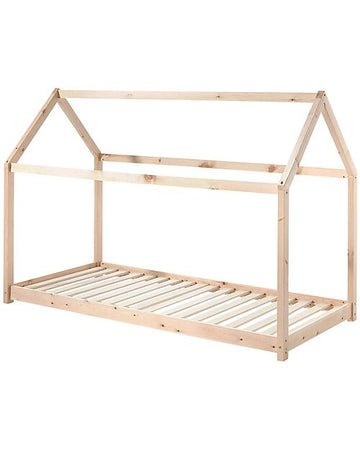 Letto Cabane - Naturale - 90 x 200 cm - Pino Massiccio - con Doghe In Vipack