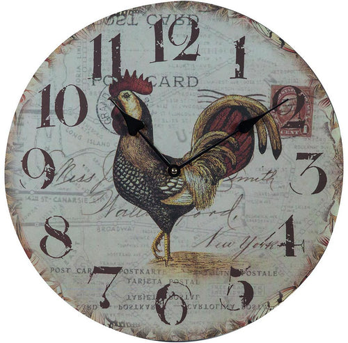 Biscottini Biscottini Orologio da Parete Gallo Legno MDF Batteria Design 34 Arredo Casa